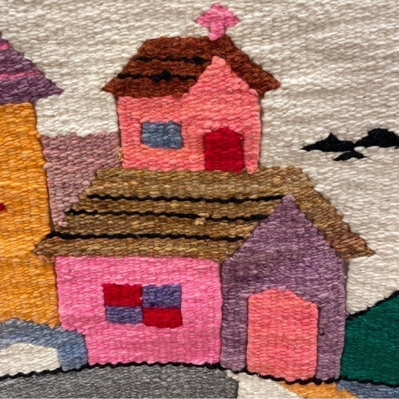 Vintage Latin/Mexican Tapestry with Boho Chic Folk Art Style—100% Wool—GORGEOUS! - Picture 8 of 10